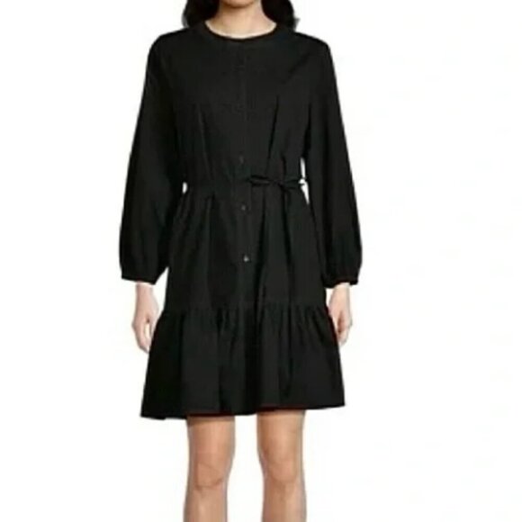 Beachlunchlounge Black Button Front Long Sleeve Jett Dress Size S - Picture 1 of 10